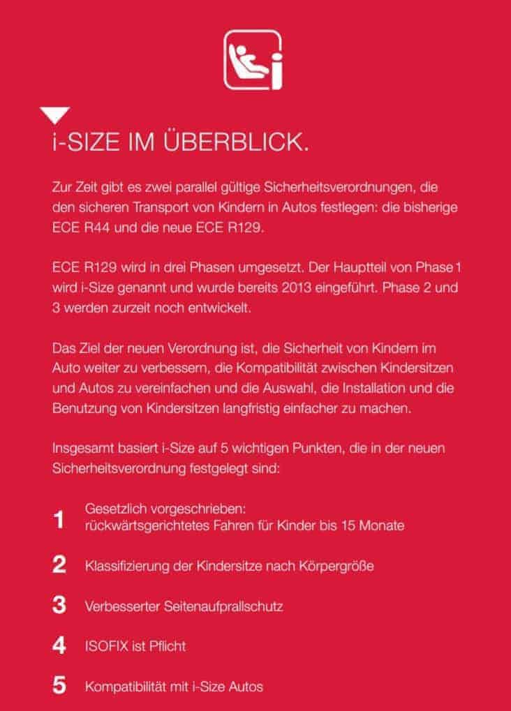 i-Size Verordnung im Überblick